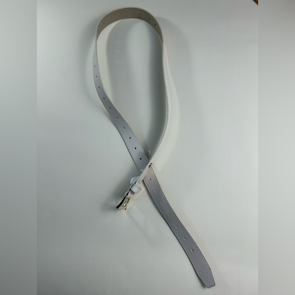 Steve Madden White Belt with Gold Buckle